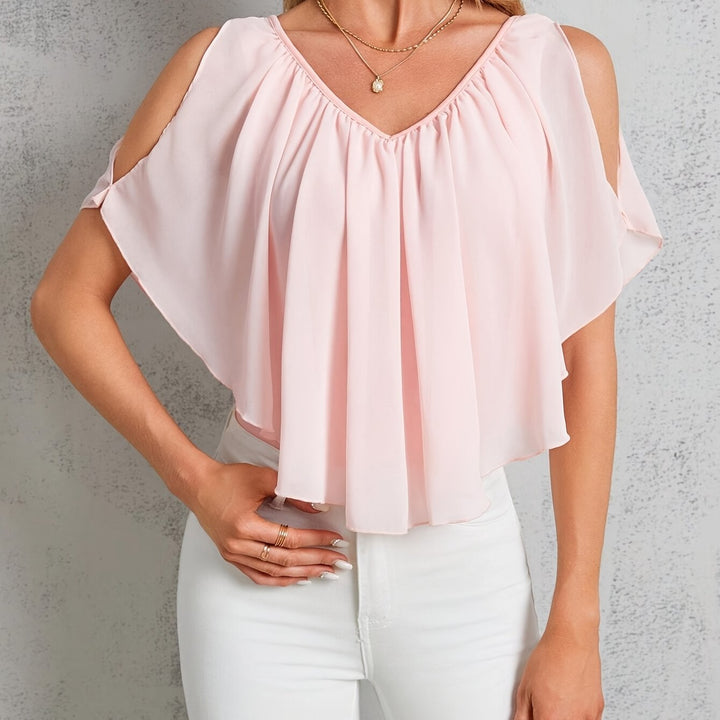 Adele | Elegante Bluse mit schulterfreien Plissee-Details