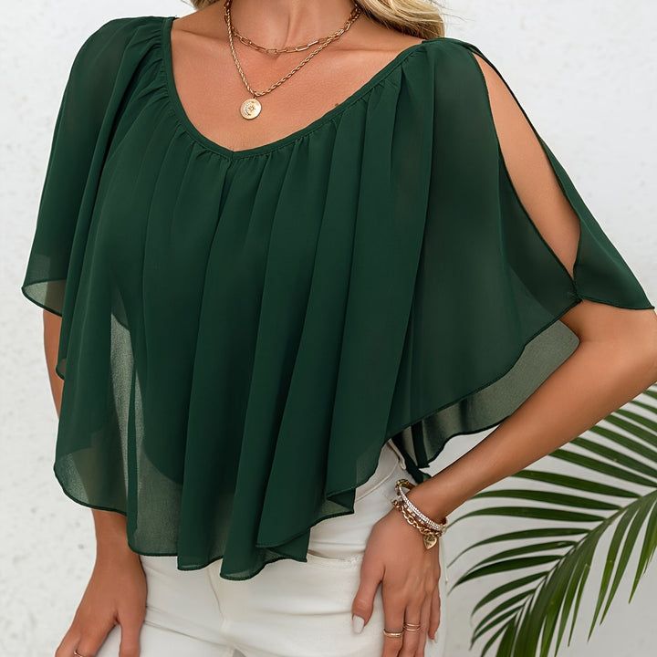 Adele | Elegante Bluse mit schulterfreien Plissee-Details