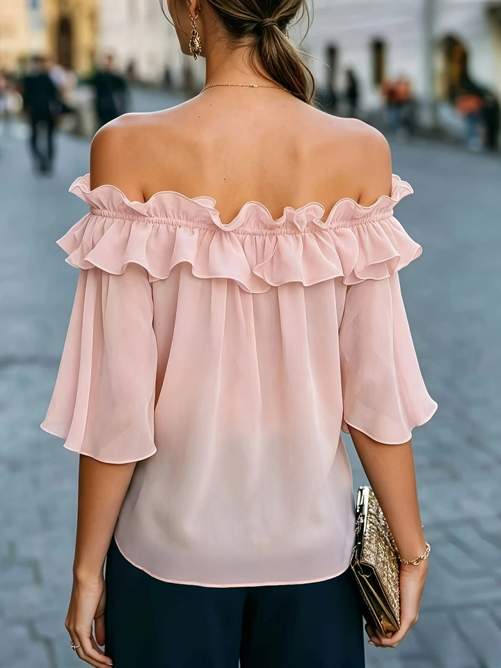 Bruvelle | Elegante Bluse mit schulterfreien Ausschnitten und kurzen Ärmeln