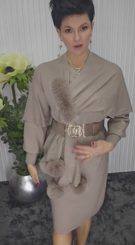 Danira | Langärmliges Kleid für Frauen mit weichem dekorativem Schal
