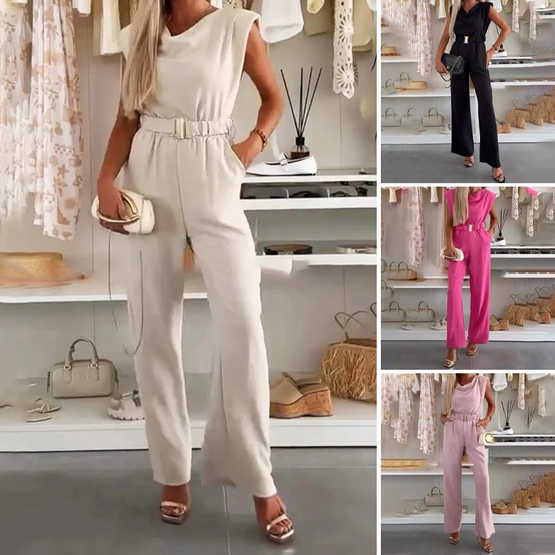 Kaia | Ärmelloses Jumpsuit mit drapiertem Ausschnitt und Taschen