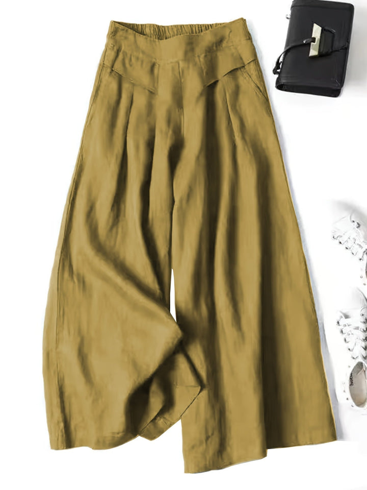 Brisae | Vintage-Stil Leinen-Hosen mit weitem Bein