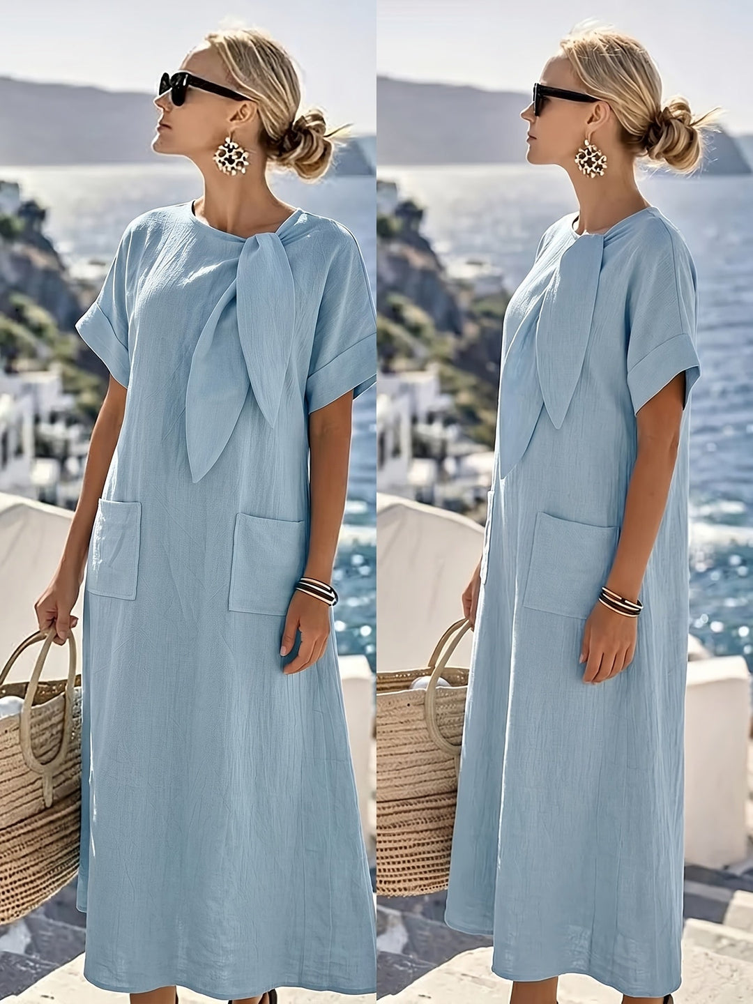 Naya | Elegantes, langes Kleid in einfarbigem, fließendem Stil