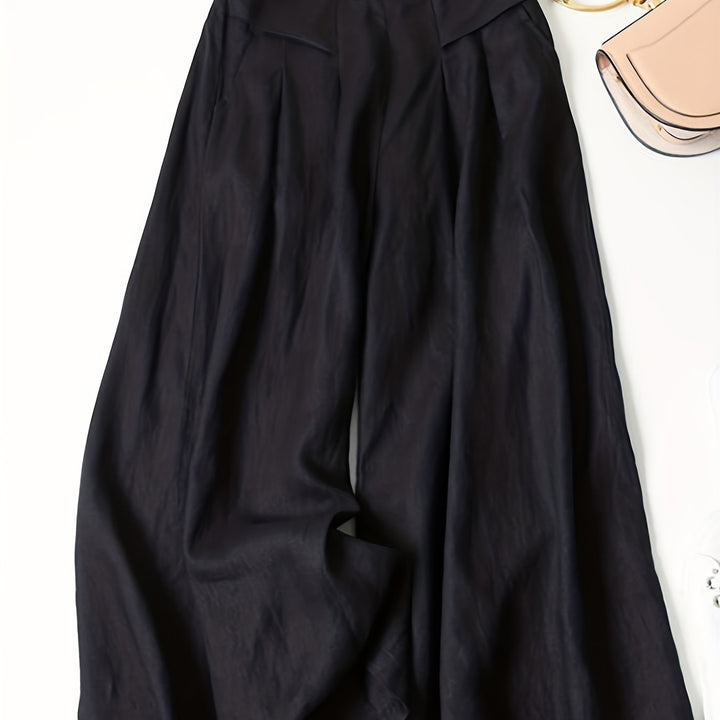 Brisae | Vintage-Stil Leinen-Hosen mit weitem Bein