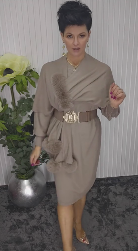 Danira | Langärmliges Kleid für Frauen mit weichem dekorativem Schal