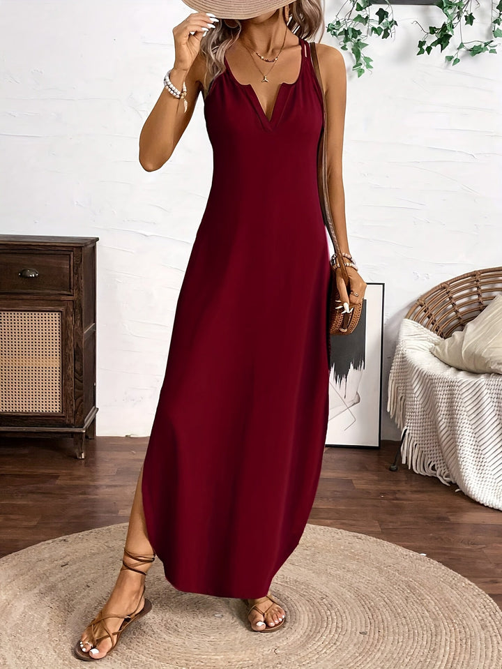 Sailor | Midi-Kleid mit Spaghetti-Trägern und V-Ausschnitt im lässigen Stil
