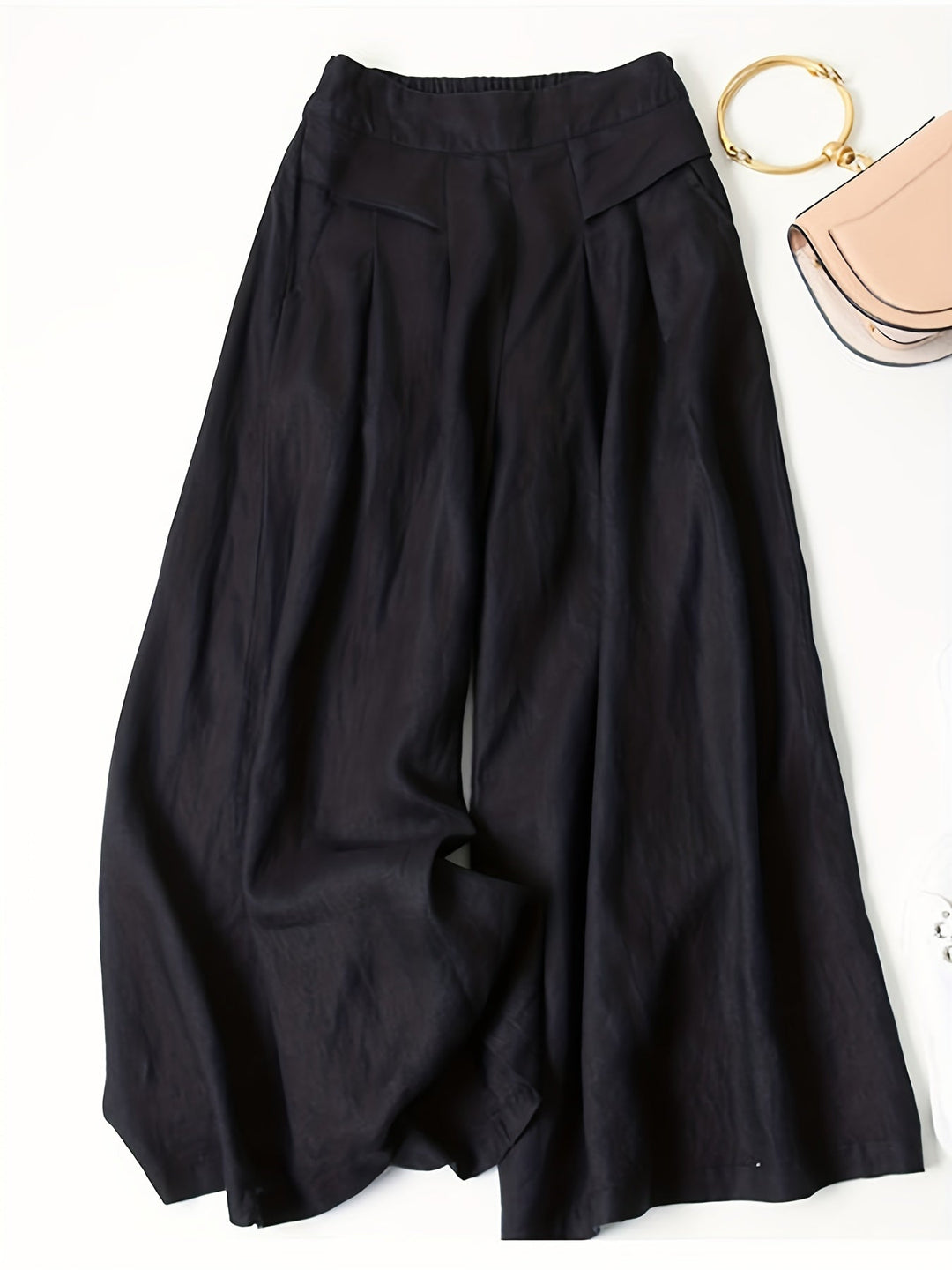Brisae | Vintage-Stil Leinen-Hosen mit weitem Bein