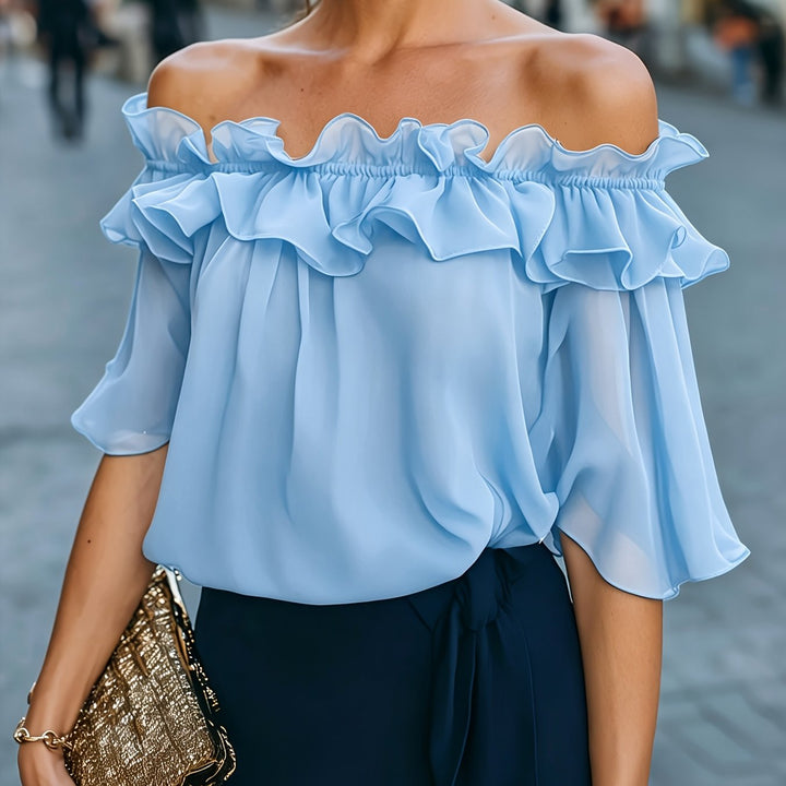 Bruvelle | Elegante Bluse mit schulterfreien Ausschnitten und kurzen Ärmeln