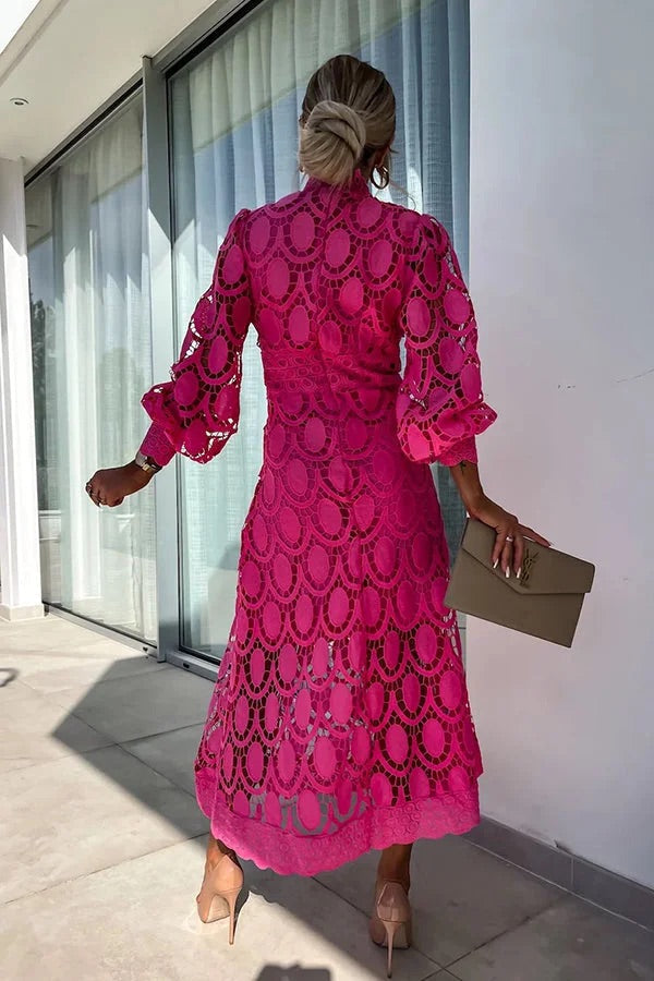 Jalvique | Midi-Party-Kleid mit Spitzenärmeln