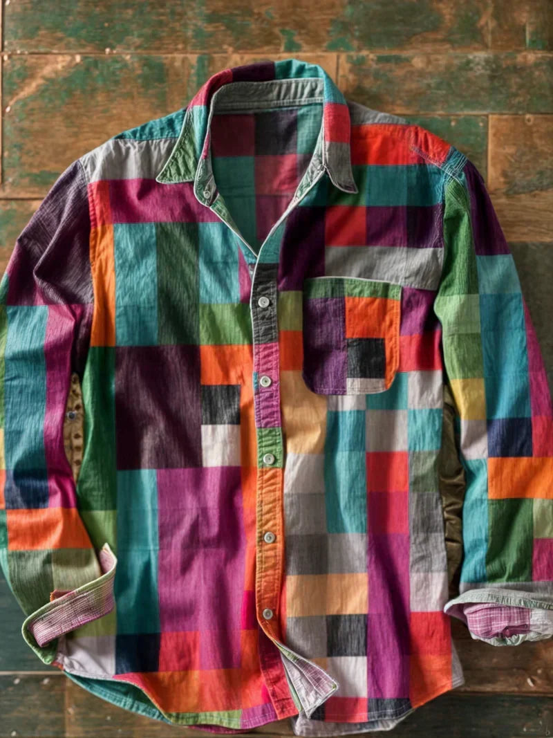 Grant | Premium-Patchwork-Hemd – Einzigartiger Stil und bequeme Passform.