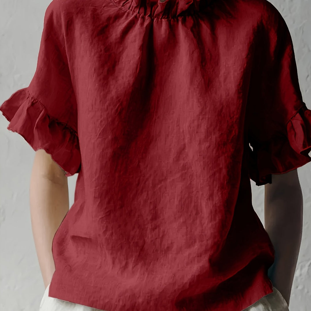 Yuna | Einfarbige Casual-Bluse mit Eleganter Kragen