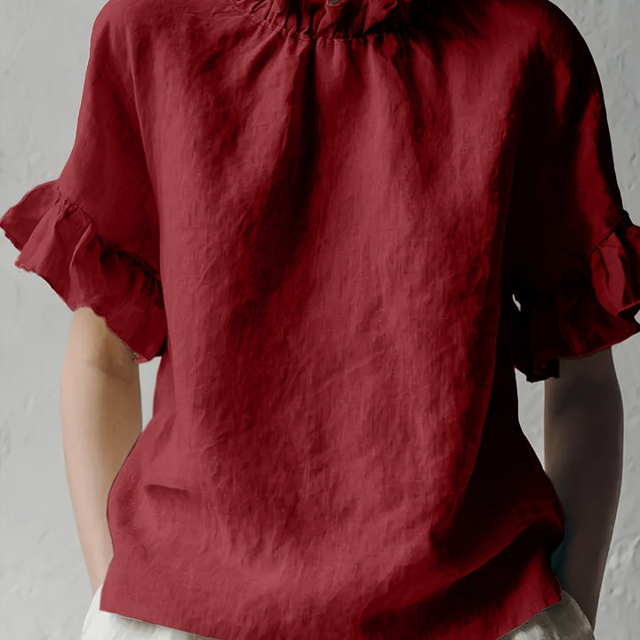 Yuna | Einfarbige Casual-Bluse mit Eleganter Kragen
