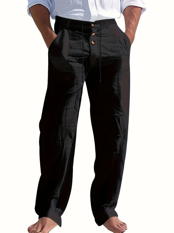 Embric | Herren Leinenhose mit verstellbarem Bund und lockerem Schnitt