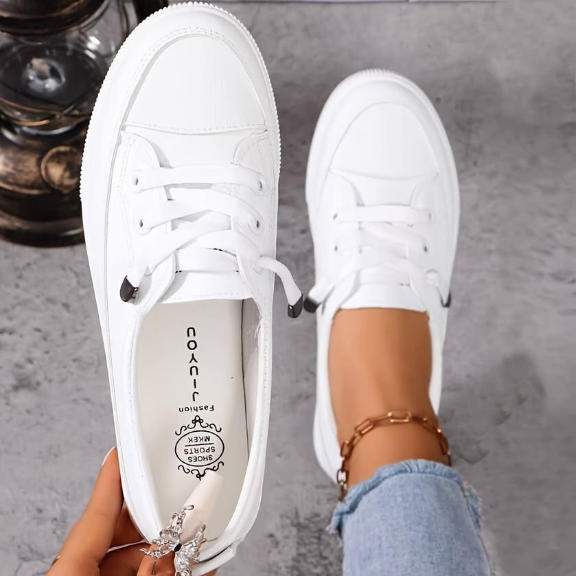 Dovella | Weiße orthopädische Schuhe für Damen mit Schnürsenkeln und weicher Einlage