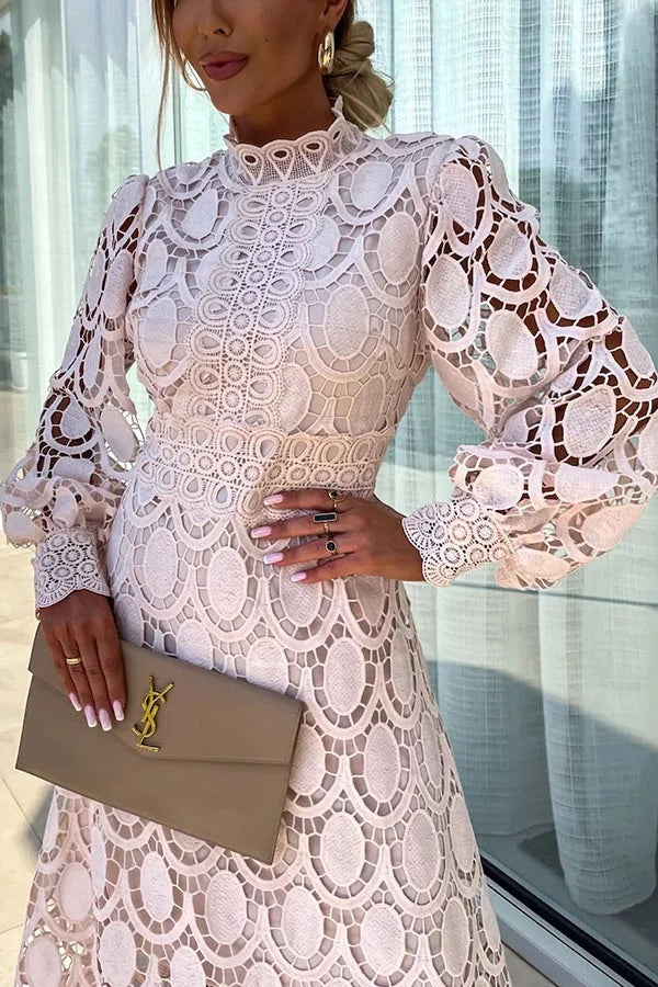 Bloom | Midi-Party-Kleid mit Spitzenärmeln