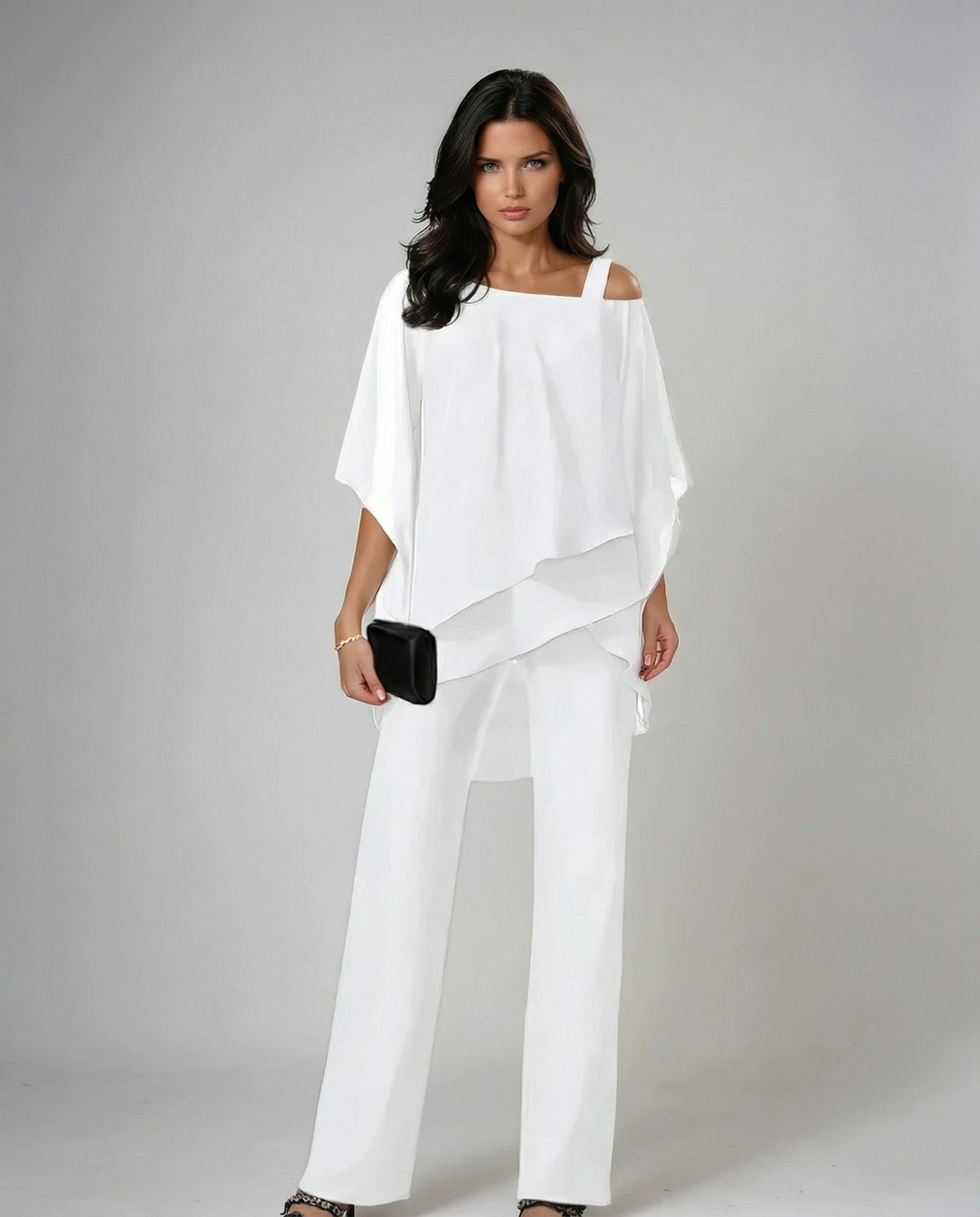 Orosette | Modernes Set mit asymmetrischem Oberteil und weitem Hosen