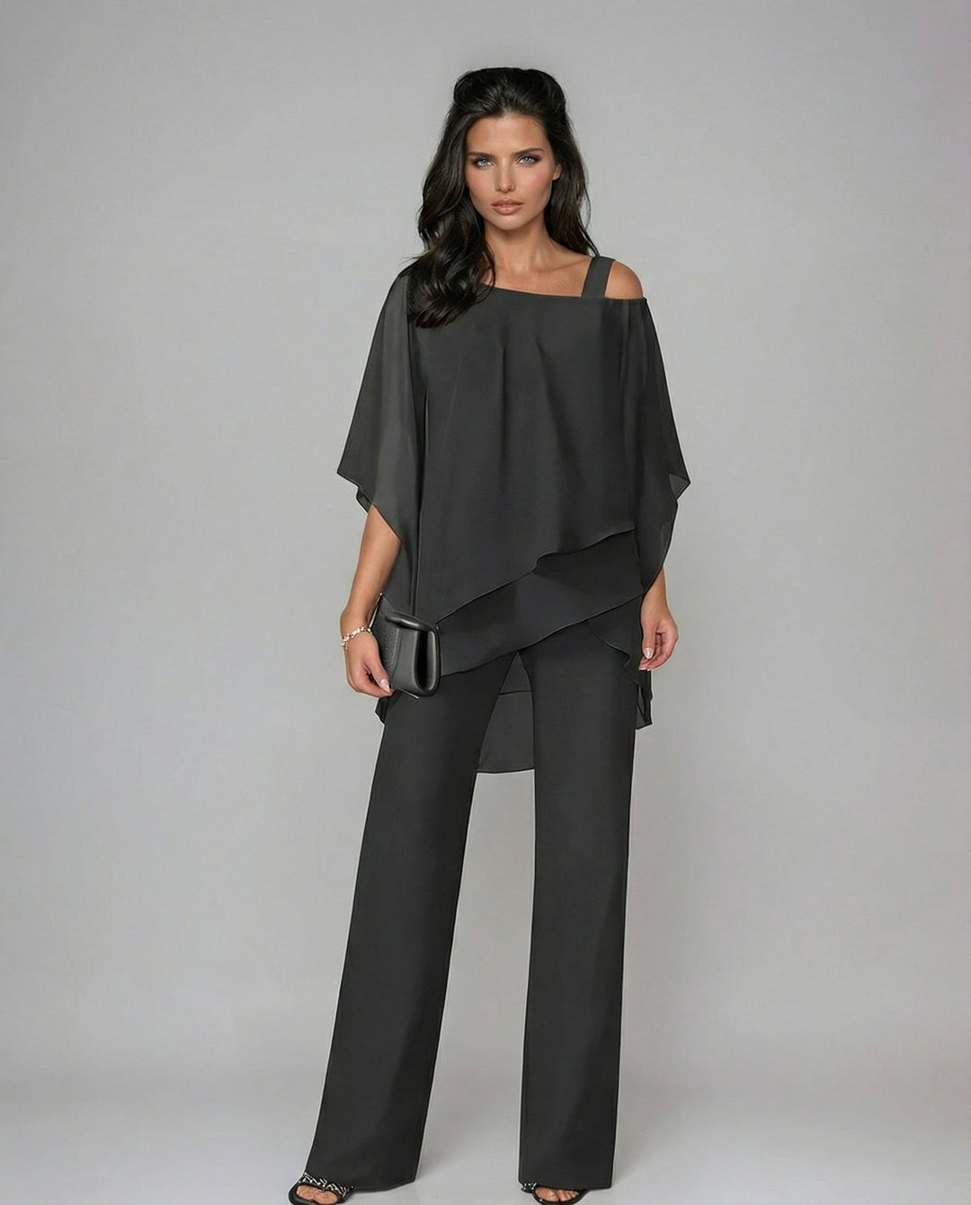 Orosette | Modernes Set mit asymmetrischem Oberteil und weitem Hosen
