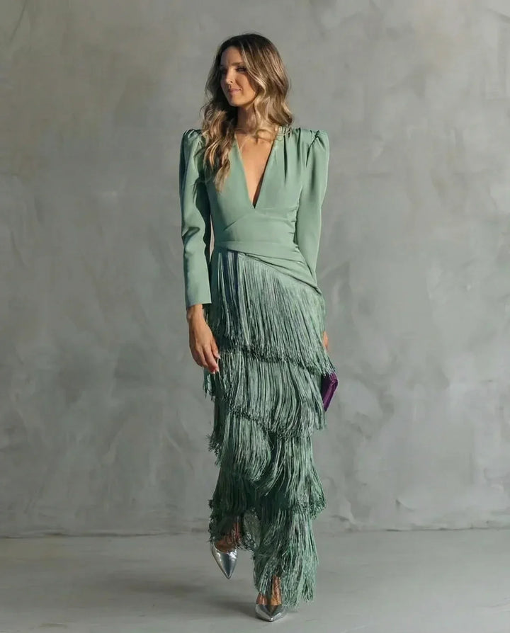 Sienna | Glamouröses Fransen-Ärmel Cocktailkleid