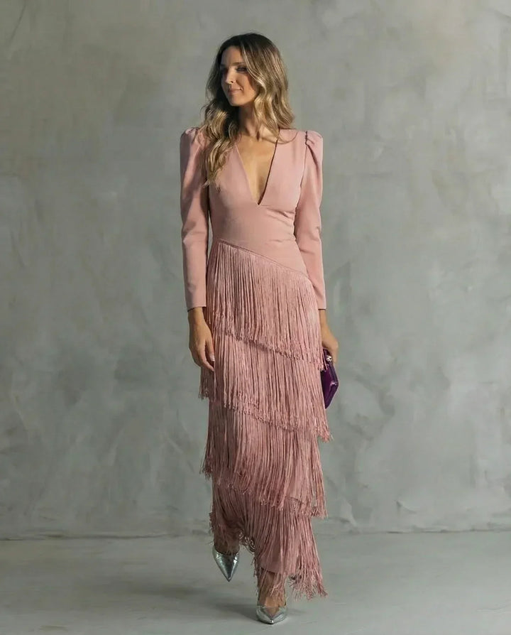 Sienna | Glamouröses Fransen-Ärmel Cocktailkleid