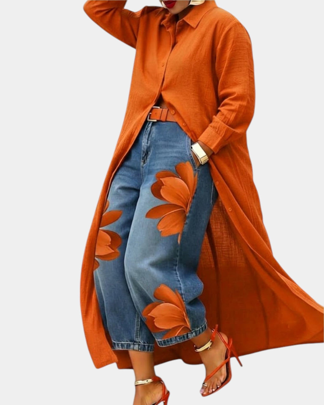 Zadira | Set aus weitem Jeanskleid und Hose