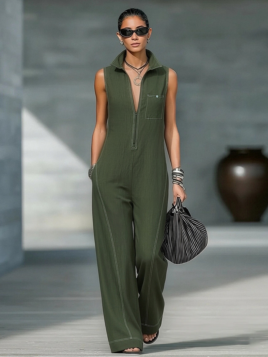 Ainsira | Mono Minimalistisch ohne Ärmel mit Weißen Details