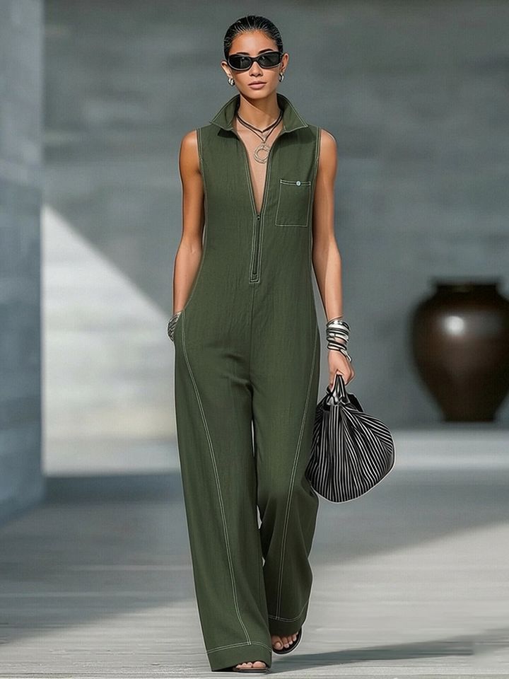 Ainsira | Mono Minimalistisch ohne Ärmel mit Weißen Details