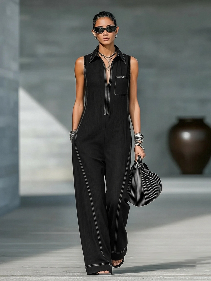 Ainsira | Mono Minimalistisch ohne Ärmel mit Weißen Details