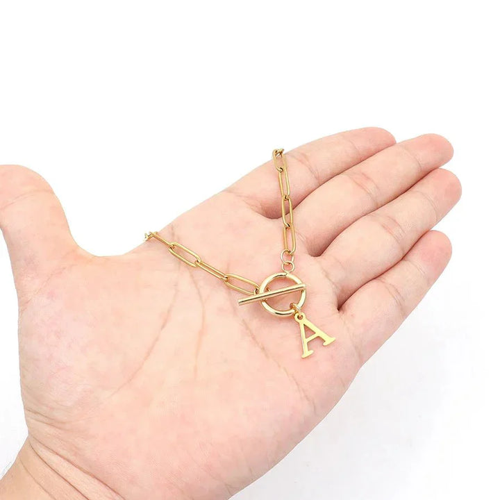 Ganelle | Moderne Paperclip Initialien Halskette