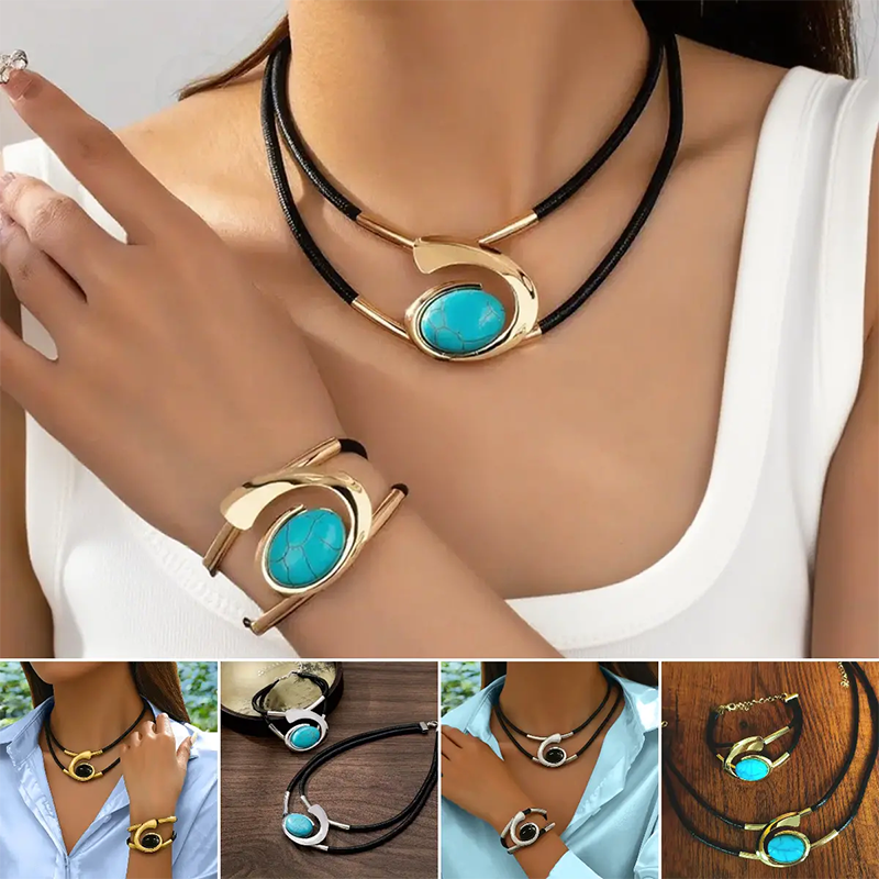 Suri  | Vintage Boho Halsketten- und Armband-Set
