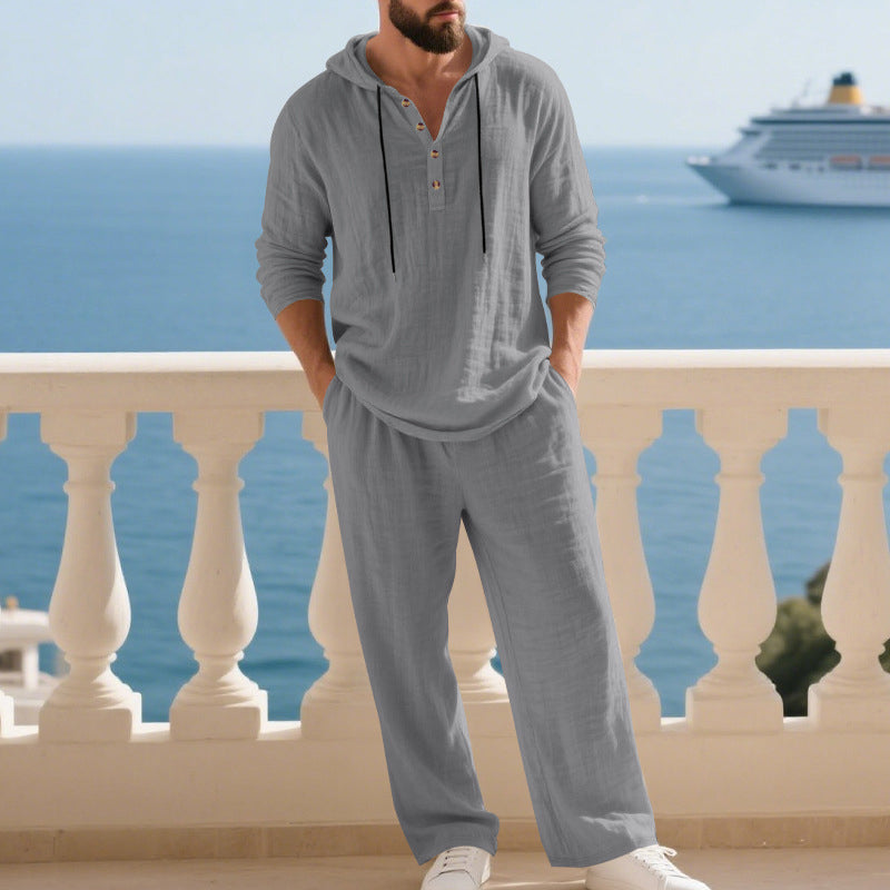 Indirae | Herren 2-teiliges Set: lockerer Kapuzenpullover und Hose