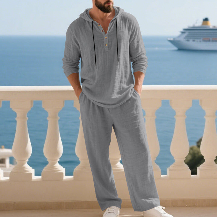 Indirae | Herren 2-teiliges Set: lockerer Kapuzenpullover und Hose