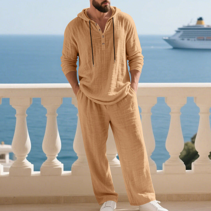 Indirae | Herren 2-teiliges Set: lockerer Kapuzenpullover und Hose