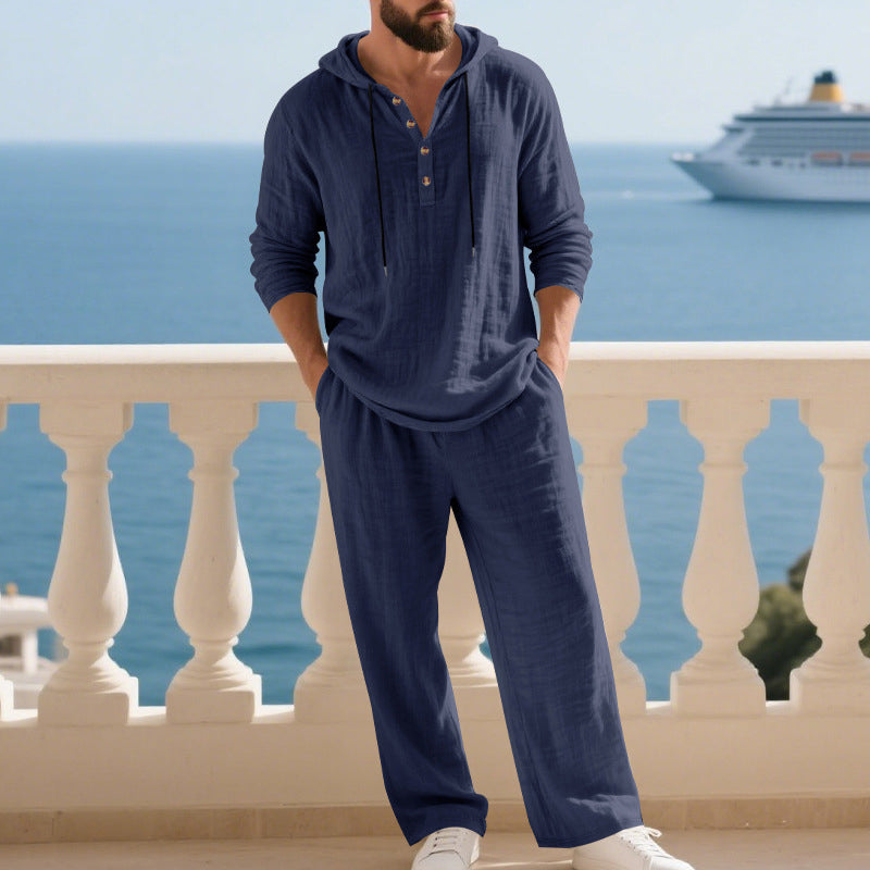 Indirae | Herren 2-teiliges Set: lockerer Kapuzenpullover und Hose