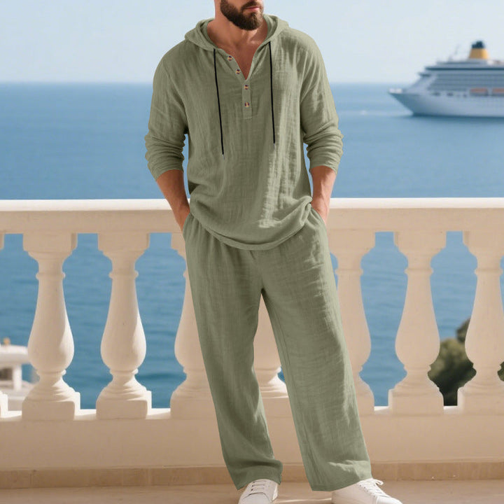 Indirae | Herren 2-teiliges Set: lockerer Kapuzenpullover und Hose