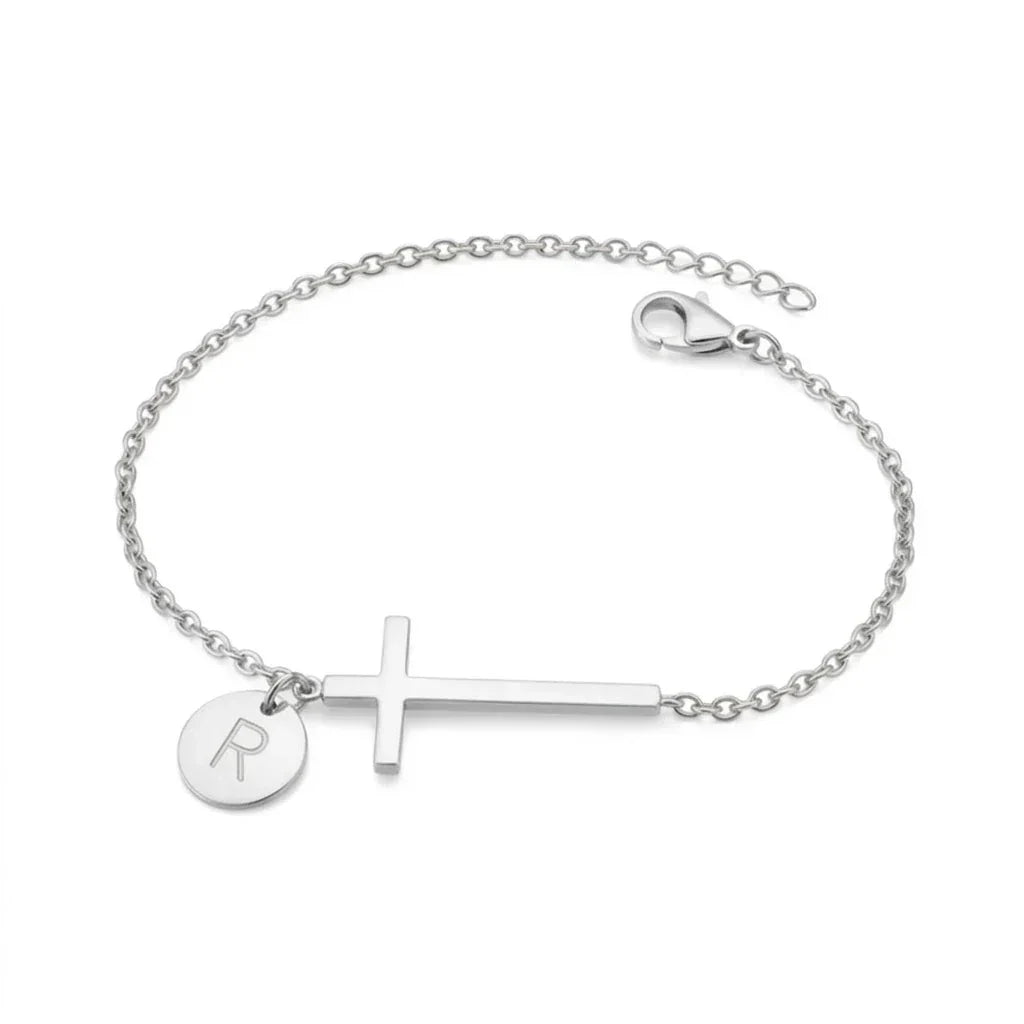 Elodryn | Personalisiertes Kreuz und Initialien Armband