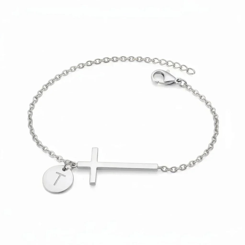 Elodryn | Personalisiertes Kreuz und Initialien Armband