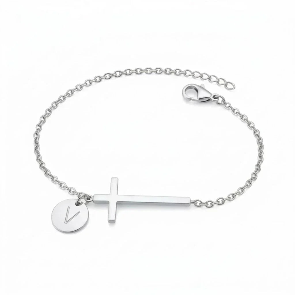 Elodryn | Personalisiertes Kreuz und Initialien Armband