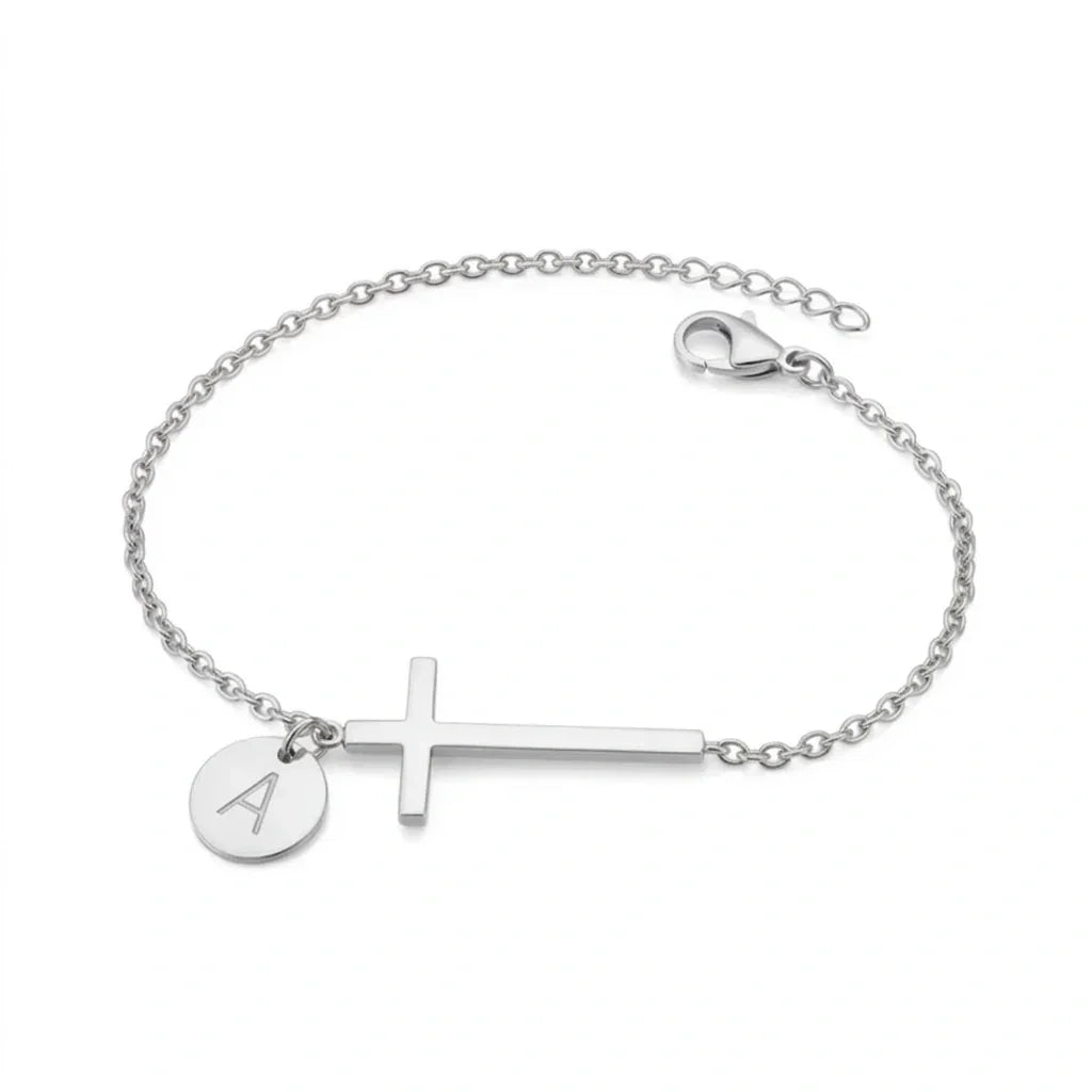 Elodryn | Personalisiertes Kreuz und Initialien Armband
